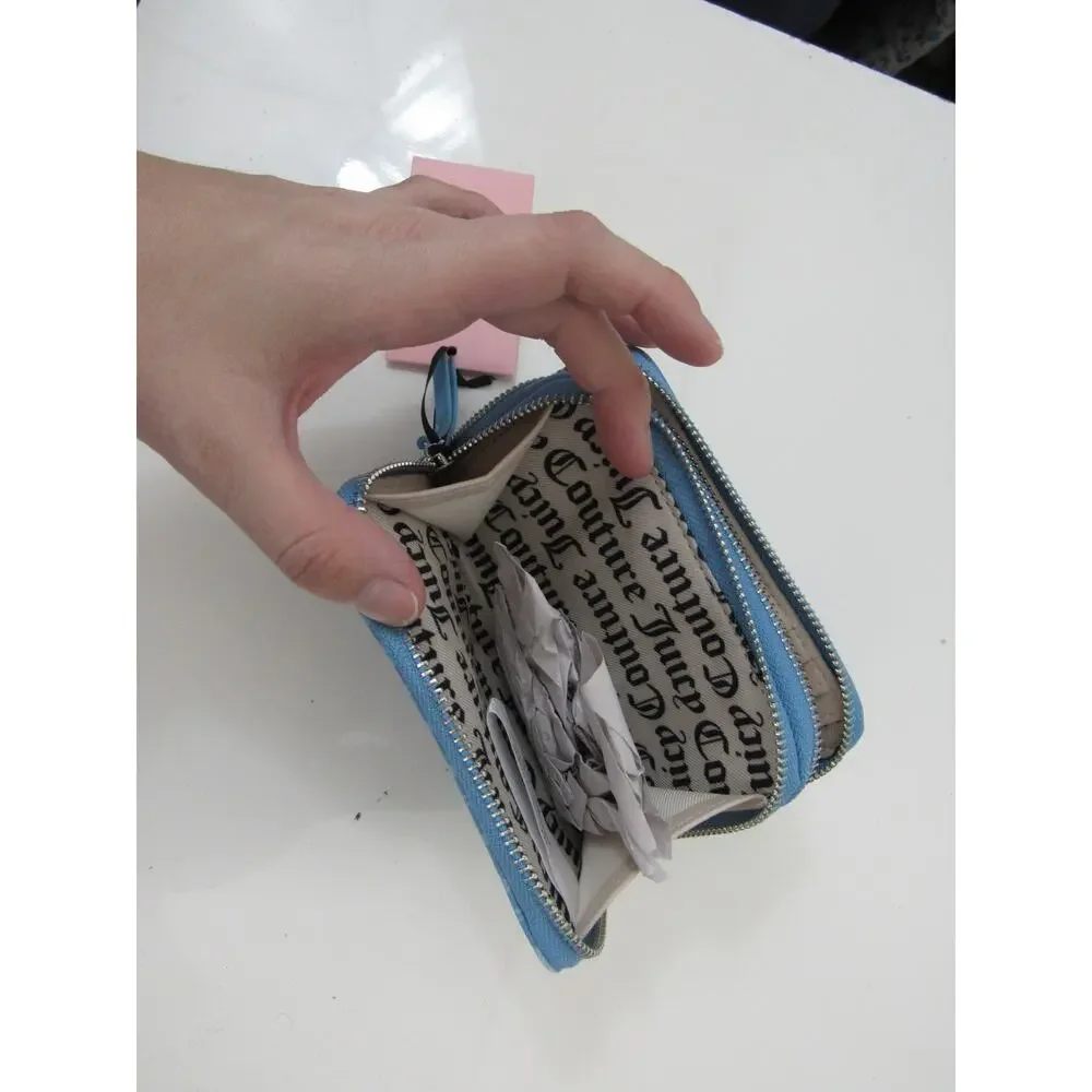 NWT Juicy Couture Wallet Heritage Blue Juicy Double Medium Zip Around Wallet